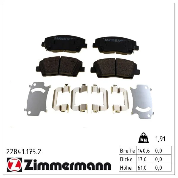 Sada brzdových destiček, kotoučová brzda ZIMMERMANN 22841.175.2