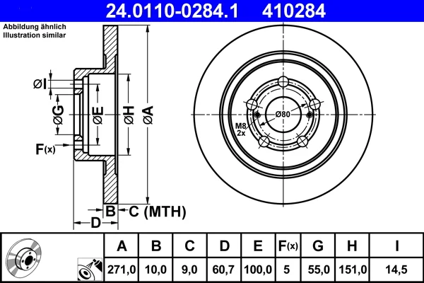 Brzdový kotouč ATE 24.0110-0284.1 – OE 42431-05040
