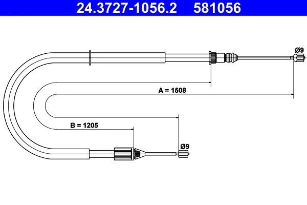 Tazne lanko, parkovaci brzda ATE 24.3727-1056.2 – OE 7700438266