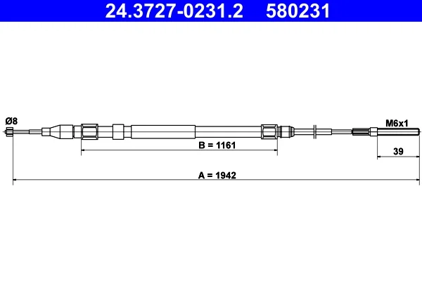 Tazne lanko, parkovaci brzda ATE 24.3727-0231.2 – OE 34411165699