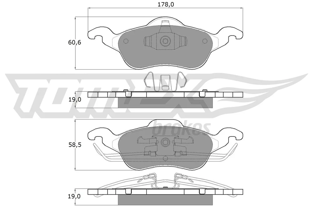 Sada brzdových destiček, kotoučová brzda Tomex Brakes TX12-17