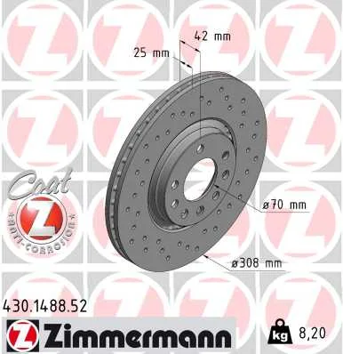 Brzdový kotouč ZIMMERMANN 430.1488.52