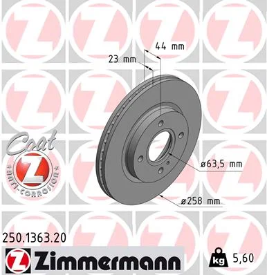 Brzdový kotouč ZIMMERMANN 250.1363.20