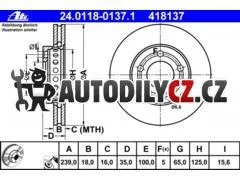 AT 418137 P/L brzdový kotouč, chlazený ATE
