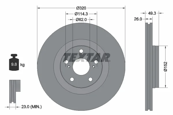 Brzdový kotouč TEXTAR 92195303 – OE 4351205090