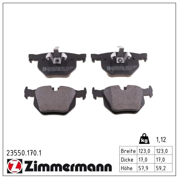 Sada brzdových destiček, kotoučová brzda ZIMMERMANN 23550.170.1