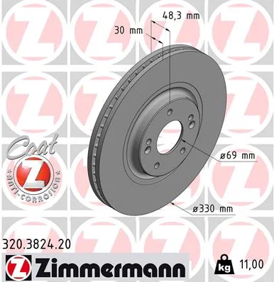 Brzdový kotouč ZIMMERMANN 320.3824.20 – OE 51712-D4800