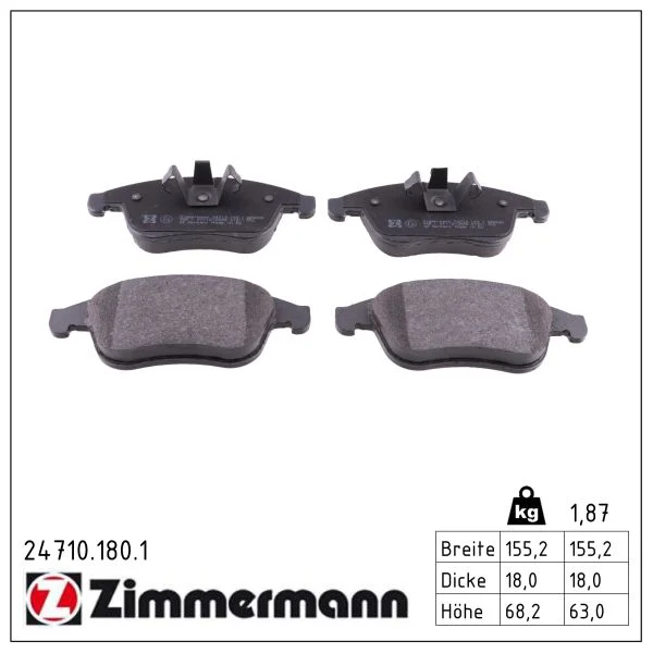 Sada brzdových destiček, kotoučová brzda ZIMMERMANN 24710.180.1