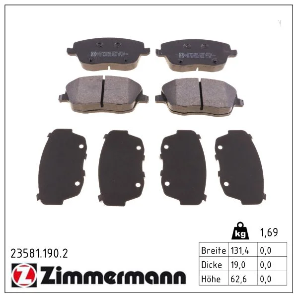 Sada brzdových destiček, kotoučová brzda ZIMMERMANN 23581.190.2
