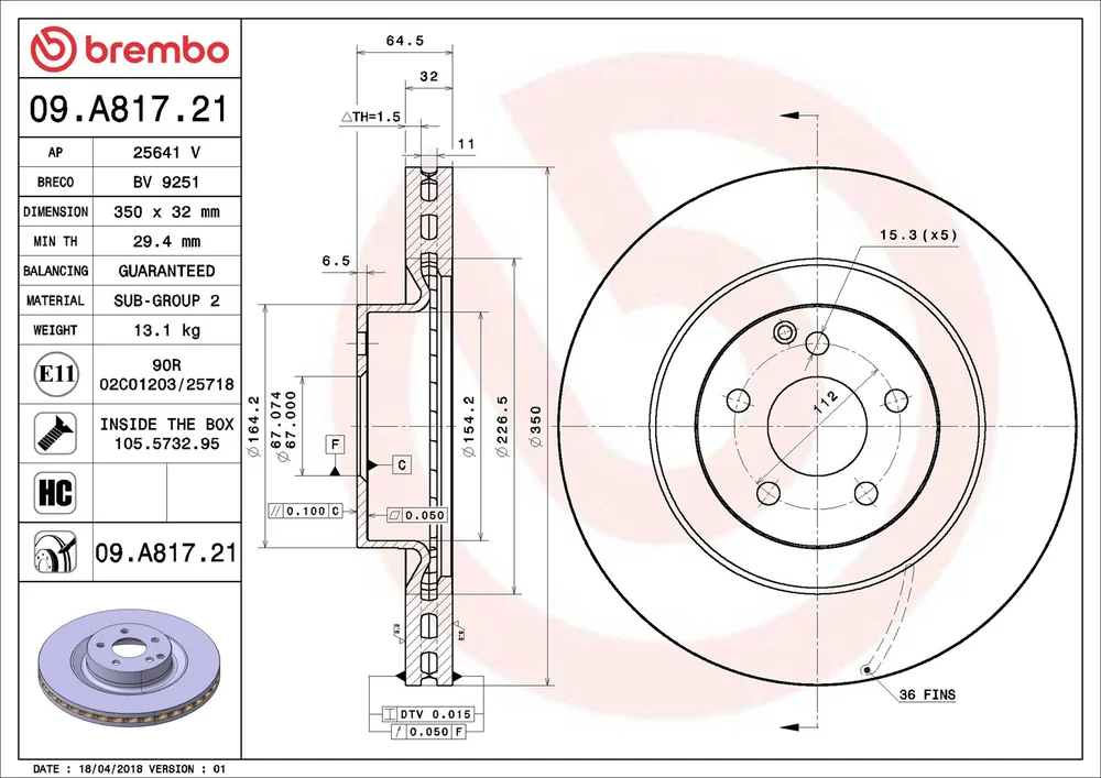 Brzdový kotouč BREMBO 09.A817.21