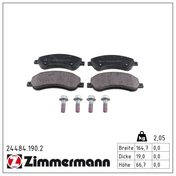 Sada brzdových destiček, kotoučová brzda ZIMMERMANN 24484.190.2