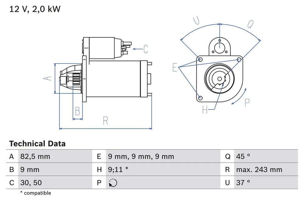 BO 0986017790 Startér BOSCH-výměnný díl