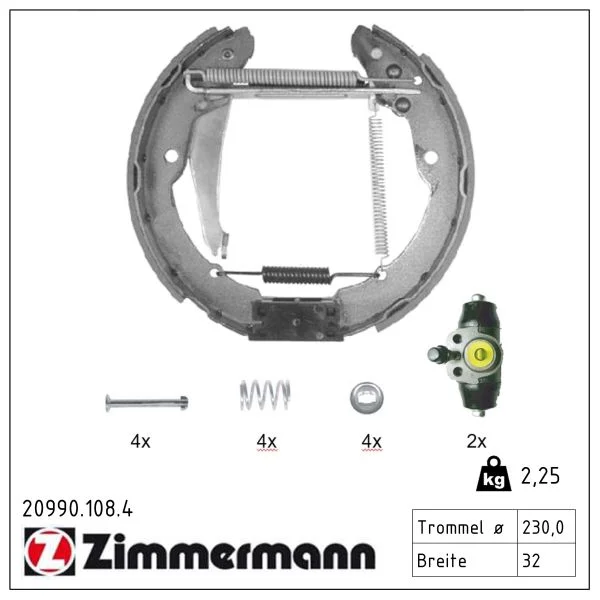 Sada brzdových čelistí ZIMMERMANN 20990.108.4