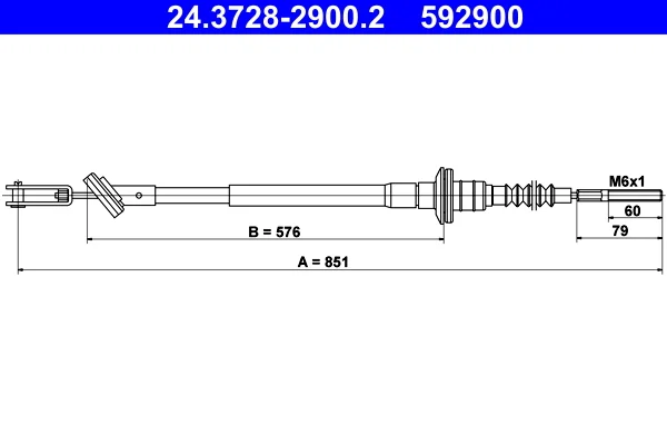 Tazne lanko, ovladani spojky ATE 24.3728-2900.2 – OE 96315242