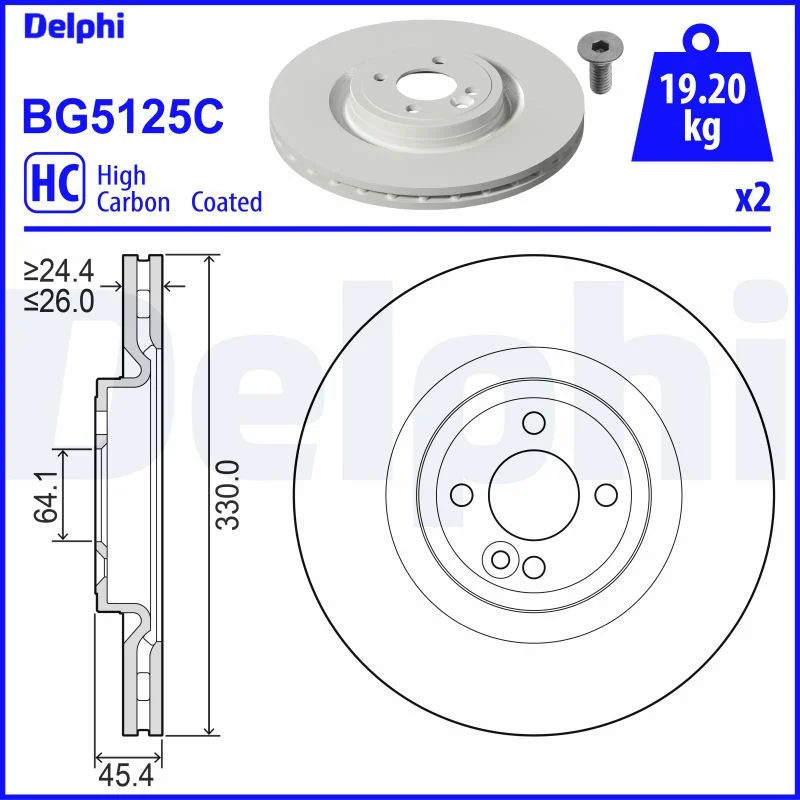 Brzdový kotouč DELPHI BG5125C – OE 34116858071