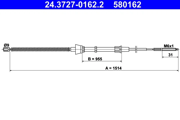 Tazne lanko, parkovaci brzda ATE 24.3727-0162.2 – OE 6N0609721K