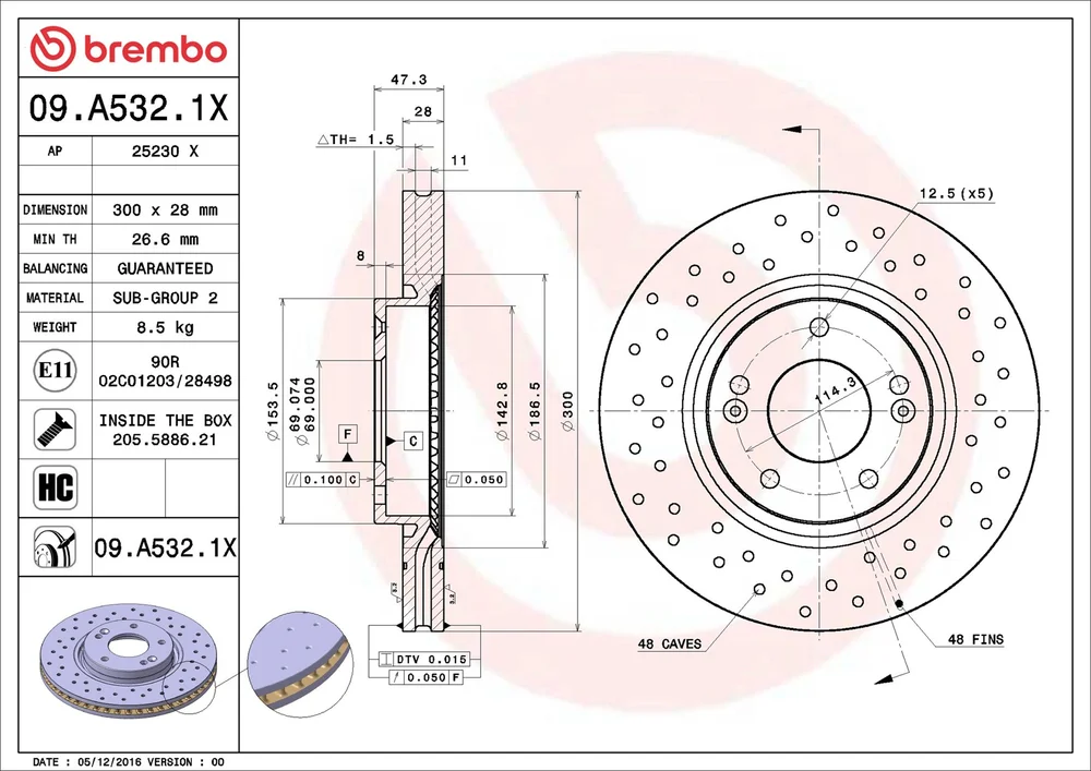 Brzdový kotouč BREMBO 09.A532.1X