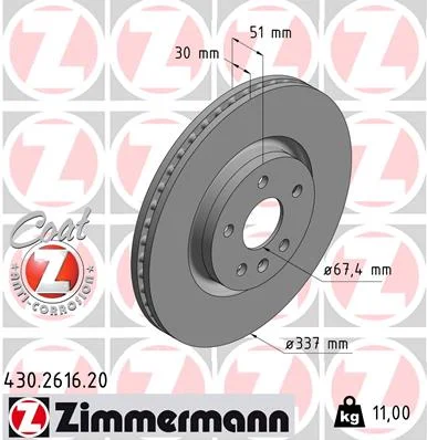 Brzdový kotouč ZIMMERMANN 430.2616.20
