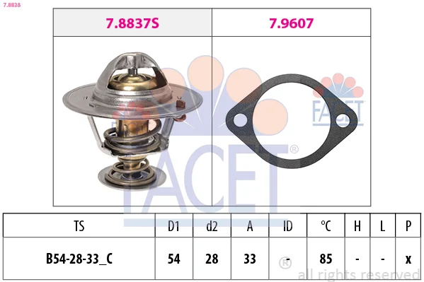 Termostat, chladivo FACET 7.8838 – OE 25500-27000