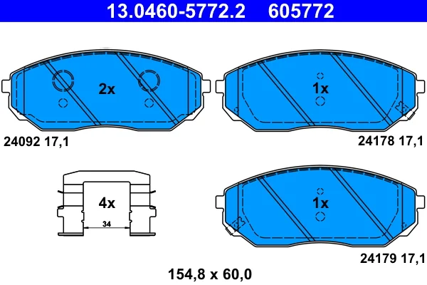 Sada brzdových destiček, kotoučová brzda ATE 13.0460-5772.2