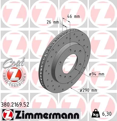 Brzdový kotouč ZIMMERMANN 380.2169.52