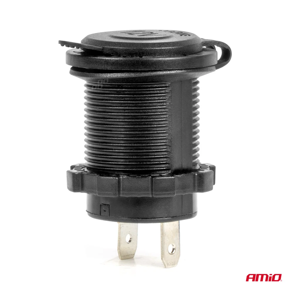 Vodotěsná zásuvka do zapalovače auta s ČERVENÝM LED podsvícením 12/24V AMiO-04219 - Obrázek 3