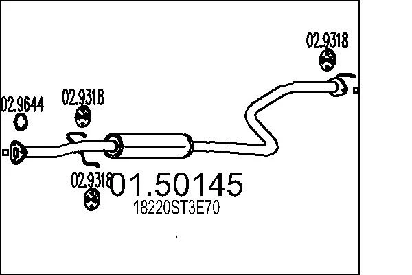 Stredni tlumic vyfuku MTS 01.50145 – OE 18220ST3E70